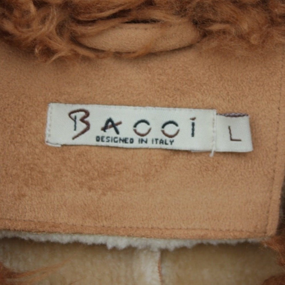 Bacci Womens Tan Faux Shearling Embroidered Vest Faux Fur Trim Boho Size L - Picture 3 of 10